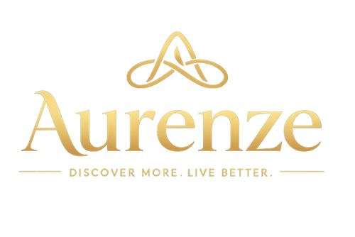 


Gold 'Aurenze' logo on a white background